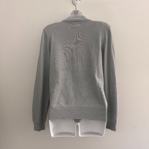Vintage 1990's Kasper Knit Mock Neck Sweater | Icy Blue Gray | Size L - Picture 4 of 11